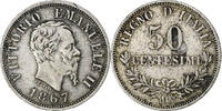 Italy 50 Centesimi Vittorio Emanuele II, Milan, Silver -