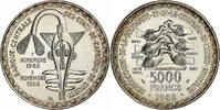 West African States 5000 Francs Silver, KM:11 -