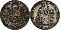 Peru Sol SOUTH PERU, Santiago, Silver, KM:196.19 -