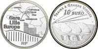 France 10 Euro gare Lille Europe TGV, Proof, Monnaie de Paris, Silver -