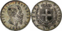 Italy 5 Lire Vittorio Emanuele II, Naples, Silver, KM:8.2 -