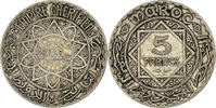 Morocco 5 Francs Mohammed V, Paris, Silver -