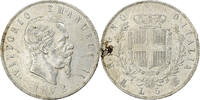 Italy 5 Lire Vittorio Emanuele II, Milan, Silver, KM:8.3 -