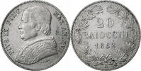 ITALIAN STATES 20 Baiocchi PAPAL STATES, Pius IX, Rome, Silver -