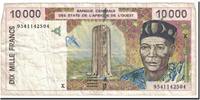 West African States 10,000 Francs Banknote, KM:714Kf -