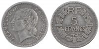 France 5 Francs Coin, Lavrillier, Paris, Aluminum -
