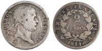 France 2 Francs Coin, Napoléon I, Paris, Silver, Gadoury:501 -
