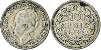 Netherlands 10 Cents Wilhelmina I, Silver, KM:163 -
