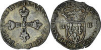 France 1/4 Ecu croix de face Henri III, Rennes, Silver -