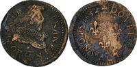 France Double Tournois Louis XIII, La Rochelle, Copper -