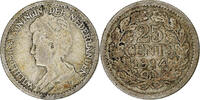Netherlands 25 Cents Wilhelmina I, Utrecht, Silver, KM:146 -
