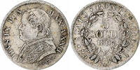 ITALIAN STATES 5 Soldi PAPAL STATES, Pius IX, Rome, Silver -