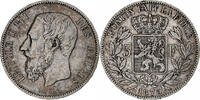 Belgium 5 Francs Leopold II, Brussels, Silver -