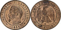 France 10 Centimes 1853 Lille Napoleon III, Lille, Bronze, Gadoury:248 AU(55-58)