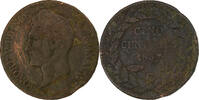 Monaco 5 Centimes Honore V, Copper, Gadoury:MC102 -