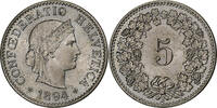 Switzerland 5 Rappen Libertas, Bern, Copper-nickel -