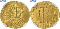 Tremissis Leontius, Constantinople, Gold, NGC, MS(63), Sear:1333 -