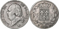 France 5 Francs Louis XVIII, Paris, Silver, Gadoury:614 -