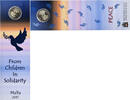 Malta 2 Euro solidarity through love, BU, Bi-Metallic -