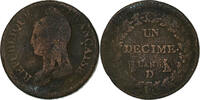 France 1 Décime Dupré, Lyon, Copper, Gadoury:187 -