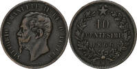 Italy 10 Centesimi Vittorio Emanuele II, Milan, Bronze, KM:11 -