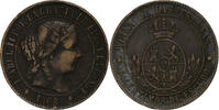 Spain 5 Centimos Isabel II, Barcelona, Bronze, KM:635.1 -