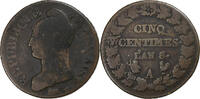 France 5 Centimes Dupré, Paris, Bronze, Gadoury:126a -