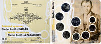 Slovakia Coffret 1c. à 2€ + jeton Štefan Banič, Parachute, BU -