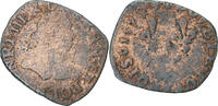 France Double Tournois Henri III, La Rochelle, Copper -