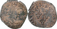 France Double Tournois Henri III, La Rochelle, Copper -