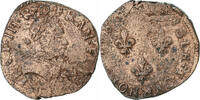 France Double Tournois Henri III, Copper, Gadoury:455 -