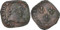 France Double Tournois Henri III, La Rochelle, Copper -
