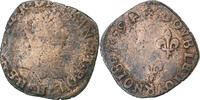 France Double Tournois Henri III, La Rochelle, Copper -