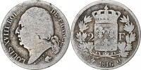 France 2 Francs Louis XVIII, Perpignan, Silver, Gadoury:513 -