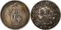 Switzerland 2 Francs Helvetia, Bern, Silver, KM:21 -