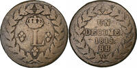 France Décime. Louis XVIII, Strasbourg, Bronze -