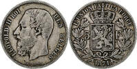 Belgium 5 Francs Leopold II, Brussels, Silver -