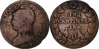 France 5 Centimes Dupré, Lyon, Copper, Gadoury:126 -