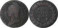 France 5 Centimes Dupré, Strasbourg, Copper, Gadoury:126a -