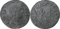 France Denier Tournois Louis XIV, Paris, Copper, Gadoury:70 -