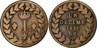 France Decime Louis XVIII, Strasbourg, Copper, Gadoury:196c -