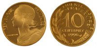 France 10 Centimes Coin, Marianne, Paris, Aluminum-Bronze -