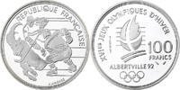 France 100 Francs Albertville - Hockey sur glace, MDP, Proof, Silver -