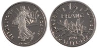 France 1/2 Franc Coin, Semeuse, Paris, BE, Nickel, KM:931.2 -