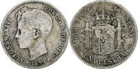 Spain Peseta Alfonso XIII, Madrid, Silver, KM:706 -