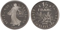 France 1/2 Franc Coin, Semeuse, Paris, Nickel, Gadoury:429a -