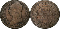 France 5 Centimes Dupré, Paris, Copper, Gadoury:126, KM:640 -
