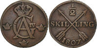 Sweden 1/2 Skilling Gustaf IV Adolf, Copper, KM:565 -