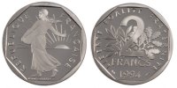 France 2 Francs Coin, Semeuse, Nickel, Gadoury:547b -