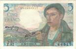 France 5 Francs Berger, 1943-07-22, Fayette:5.2, KM:98a -